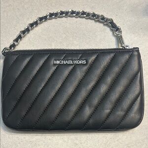 Michael Kors Black Quilted Chain Wristlet